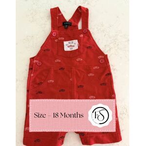Picapino Red Hot Rod Print Infant Overalls, 18 Months
